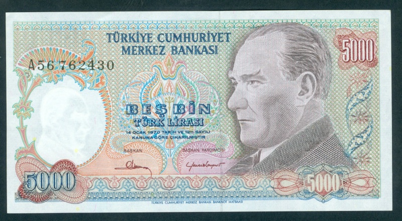 Turkey - 5000 Lira L.1970 (1981) Atatürk (P. 196A) - XF/UNC