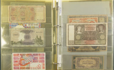 Nederland - Album banknotes NL including 10 Gulden 1945 Lieftinck, 20 Gulden 1940 Emma, etc. + overseas: Neth. Indies/Indonesia, Surinam and Neth. Ant...