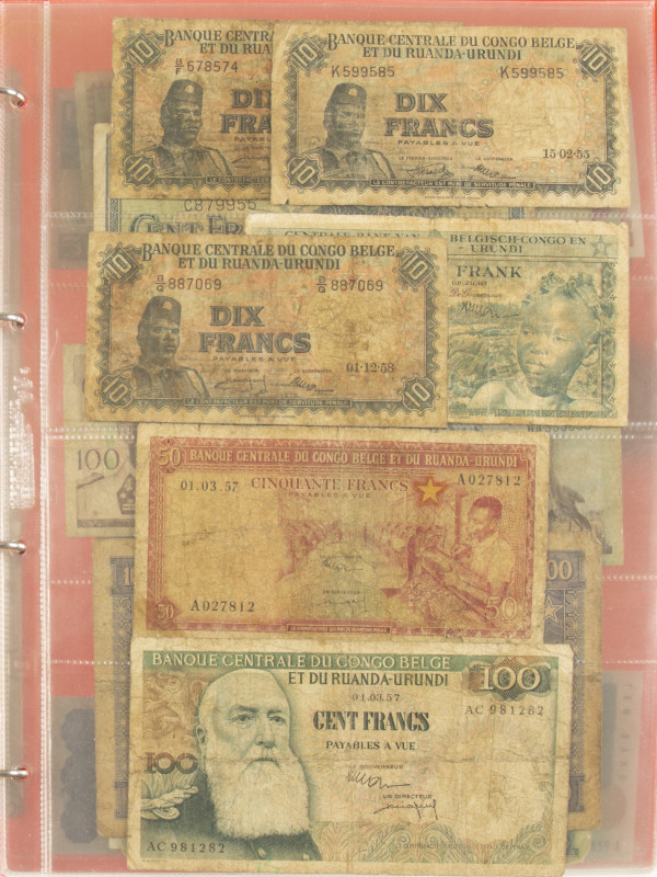 Afrika - Album banknotes Africa including (Belgian) Congo, Burundi, Rwanda, Ango...