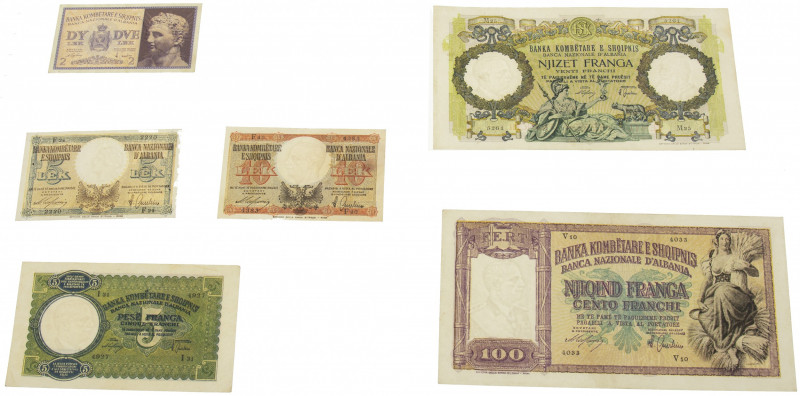 Albanië - Small group lot banknotes Albania 1939-1940: Pick 6-11 - Total 6 pcs. ...