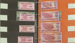 Azië / Asia - Album banknotes North Korea + South Korea - all described with Pick catalog numbers/value - Total 45 pcs. most in a.UNC-UNC