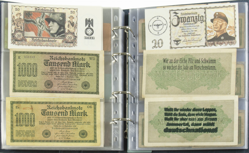 Europa - Album banknotes Europe WW II including Germany Nazi propaganda, Netherl...