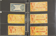 Indonesië - Djambi - group lot ½ + 2½ Rupiah october and november 1948 (P. S261a+b, 263a+b / H-565-568) and 1, 5 + 10 Rupiah 1947/1948 (P. S263Ca +b, ...
