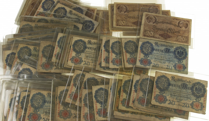 Duitsland - Box banknotes Germany: 20 Mark 1906, 1907, 1908 + 1914 - Total 93 pc...