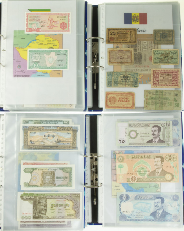 Wereld - Box with 4 albums banknotes Africa, Asia, Europe, etc.