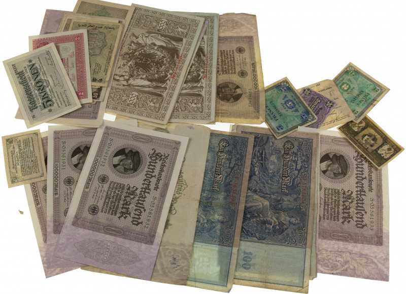 Wereld - Small box banknotes world including Germany, France, Russia, Netherland...