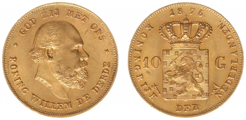 Nederland - Gouden Tientjes 1875 - 1933 - 10 Gulden 1875 - Gold - VF/XF