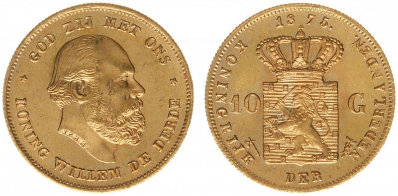 Nederland - Gouden Tientjes 1875 - 1933 - 10 Gulden 1875 - Gold - UNC