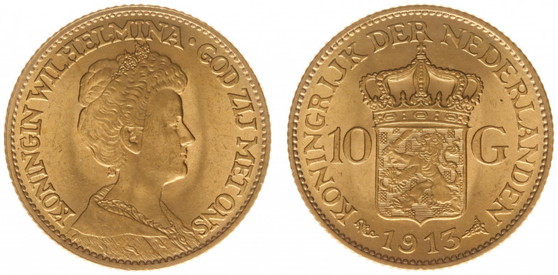 Nederland - Gouden Tientjes 1875 - 1933 - 10 Gulden 1913 - Gold - XF