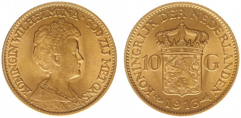 Nederland - Gouden Tientjes 1875 - 1933 - 10 Gulden 1913 - Gold - XF/UNC