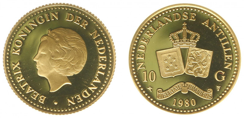 Nederlandse Antillen - 10 Gulden 1980 - Gold - Prooflike