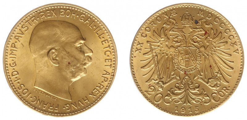 Oostenrijk - 20 Corona 1915 (KM2818, Her.350, Fr.509R) - Gold restrike - UNC