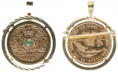 Nederland - 1970 - Medal '25 jaar bevrijding Gordel van Smaragd' - Obv. Cf. reverse 5 cent Dutch East India, in center green stone / Rev. Map - gold i...