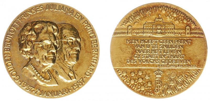 Nederland - medal 'Juliana & Bernhard' - Gold 6.48 gram .585 - UNC