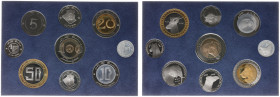 Algeria - Republic - Proofset 1997/AH1417 (KM not listed) cont. 9 coins: ¼, ½, 1, 2, 5, 10, 20, 50 & 100 Dinars (KM123-130 & 132) all with images of a...