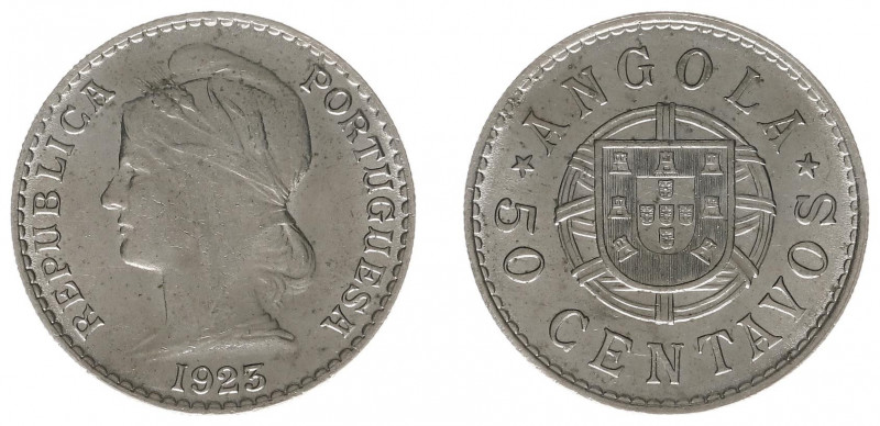 Angola - Portuguese Colony (1910-1975) - 50 Centavos 1923 (KM65) - Obv: Hooded h...