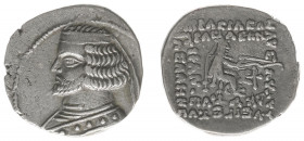 Arabian Empires - Parthia - Orodes II (57-38 BC) - AR drachm (3.78 g.), Bust to left wearing diadem / rev. Archer seated right on throne holding bow, ...