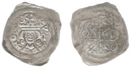 Austria - Styria - Ottokar II (1260-1276) - Pfennig nd., Graz (CNA D13) - Obv: Bust facing / Rev: Cross and ornamentations - 0.58 g. - VF