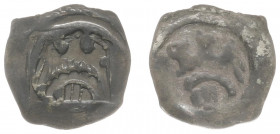 Austria - Styria - Albrecht II (1330-1358) - Pfennig nd., Graz (CNA D102) - Obv: Eagle above arch, shield below / Rev: Blank - 0.49 g. - VF, rare coin