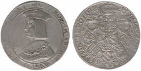 Austria - Empire - Maximilian I (1493-1519) - Taler or Guldiner 1518, St. Veit (Klagenfurt) (Dav.8007, Voglh.24, Egg33) - Obv: Half-length bust with b...