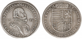 Austria - Empire - Erzherzog Maximilian (1612-1618) - Taler 1615 (KM188.3, Dav.3321) - Obv: Armoured and draped bust right / Rev: Crowned arms quarter...