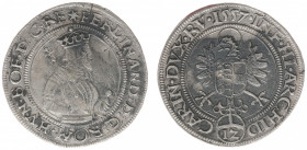 Austria - Empire - Ferdinand I (1521-1564) - 12 Kreuzer 1557, Hall (Hahn 130; M-T.129) - Obv: Crowned and armoured bust right / Rev: Imperial eagle, s...