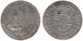 Austria - Empire - Ferdinand I (1521-1564) - Taler nd. (after 1546), Hall (Dav.8094) - Obv: Crowned half-length bust right holding sword and sceptre /...