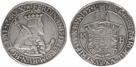 Austria - Empire - Ferdinand I (1521-1564) - Taler 1554-KB, Kremnitz (Dav.8032, Husz.913) - Obv: Crowned half-length bust right holding sword and scep...