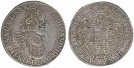 Austria - Empire - Ferdinand III (1637-1657) - Taler 1651, Graz (KM957, Her.404, Dav.3190) - Obv: Laureate, armored and draped bust right / Rev: Crown...
