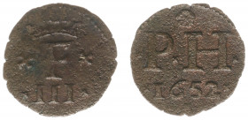 Austria - Empire - Ferdinand III (1637-1657) - Copper Mining Coin 1652, (Her.1078, Kiss 1.00.04) - Obv: Crown over F III / Rev: PH 1652 - 0.50 g. - co...