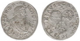 Austria - Empire - Leopold I (1657-1705) - 3 Kreuzer 1695, St. Veit (KM1116, Her.1394) - Obv: Laureate and draped bust right / Rev: 3 oval arms - 1.69...