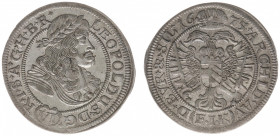 Austria - Empire - Leopold I (1657-1705) - 6 Kreuzer 1675-FIK, Oppeln (Her.1224) - Obv: Laureate and draped bust right / Rev: Crowned double headed im...