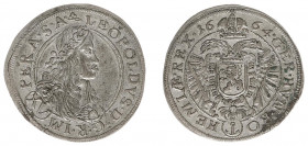 Austria - Empire - Leopold I (1657-1705) - 15 Kreuzer 1664, Prague - anchor without crossbeams (Her.989, Diet.877) - Obv: Laureate and draped bust rig...