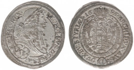 Austria - Empire - Leopold I (1657-1705) - 15 Kreuzer 1696-IA (KM1375, Her.956) - Obv: Laureate and draped bust right / Rev: Crowned arms within order...