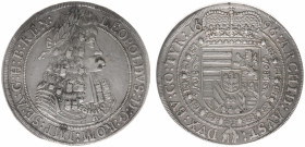 Austria - Empire - Leopold I (1657-1705) - Taler 1696-IAK, Hall (KM1303.4, Her.644, Dav.3245) - Obv: Laureate and aromored bust right / Rev: Crowned a...
