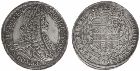 Austria - Empire - Leopold I (1657-1705) - Taler 1698, Graz (KM1348.3, Her.619, Dav.3235) - Obv: Laureate, armored and draped bust right / Rev: Crowne...