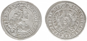 Austria - Empire - Karl VI (1711-1740) - 3 Kreuzer 1715, Graz (KM1540, Her.730) - Obv: Laureate and draped bust right / Rev: Crowned double headed imp...