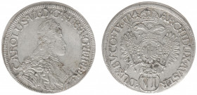 Austria - Empire - Karl VI (1711-1740) - 6 Kreuzer 1714, Hall (KM1569, Her.656) - Obv: Laureate and draped bust right / Rev: Crowned double headed imp...