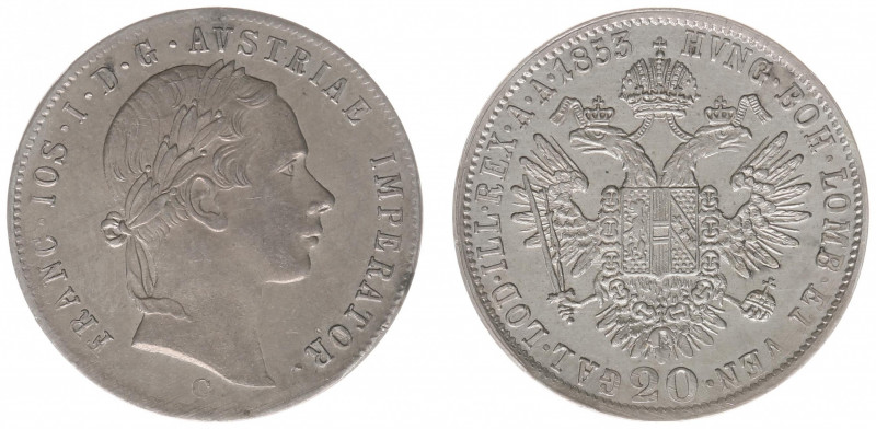 Austria - Empire - Franz Joseph I (1848-1916) - 20 Kreuzer 1853-C, Prague (KM221...