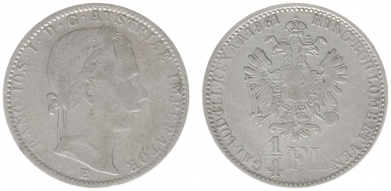 Austria - Empire - Franz Joseph I (1848-1916) - ¼ Gulden (Florin) 1861-E, Karlsb...