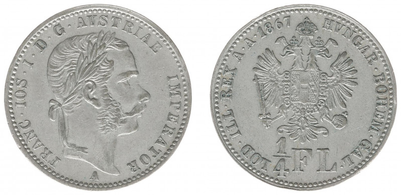 Austria - Empire - Franz Joseph I (1848-1916) - ¼ Gulden (Florin) 1867-A (KM2216...