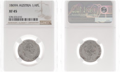 Austria - Empire - Franz Joseph I (1848-1916) - ¼ Gulden (Florin) 1869-A (KM2216, ANK26, Her.660) - Obv: Laureate head right / Rev: Crowned double hea...