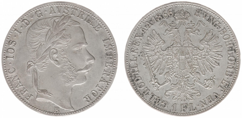 Austria - Empire - Franz Joseph I (1848-1916) - Gulden (Florin) 1866-B (KM2220, ...