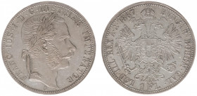 Austria - Empire - Franz Joseph I (1848-1916) - Gulden (Florin) 1867-A (KM2221, ANK30, Her.564) - Obv: Laureate head right / Rev: Crowned double heade...