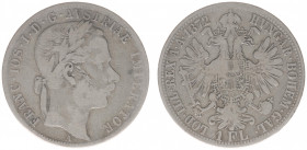 Austria - Empire - Franz Joseph I (1848-1916) - Gulden (Florin) 1872-A (KM2221, ANK30, Her.569) - Obv: Laureate head right / Rev: Crowned double heade...