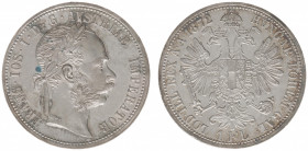 Austria - Empire - Franz Joseph I (1848-1916) - Gulden (Florin) 1872 (KM2222, ANK31, Her.572) - Obv: Laureate head right / Rev: Crowned double headed ...