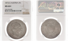 Austria - Empire - Franz Joseph I (1848-1916) - 2 Florin (2 Gulden) 1873/2 (KM2233, Her.502, ANK37) - Obv: Laureate head right / Rev: Crowned double h...