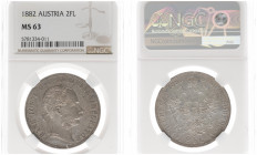 Austria - Empire - Franz Joseph I (1848-1916) - 2 Florin (2 Gulden) 1882 (KM2233, Her.511, ANK37) - Obv: Laureate head right / Rev: Crowned double hea...