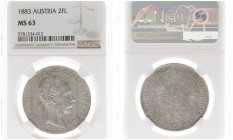 Austria - Empire - Franz Joseph I (1848-1916) - 2 Florin (2 Gulden) 1883 (KM2233, Her.512, ANK37) - Obv: Laureate head right / Rev: Crowned double hea...