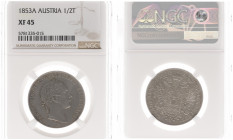 Austria - Empire - Franz Joseph I (1848-1916) - ½ Taler 1853-A (KM2228.1, ANK38, Her.436) - Obv: Laureate head right / Rev: Crowned double headed impe...
